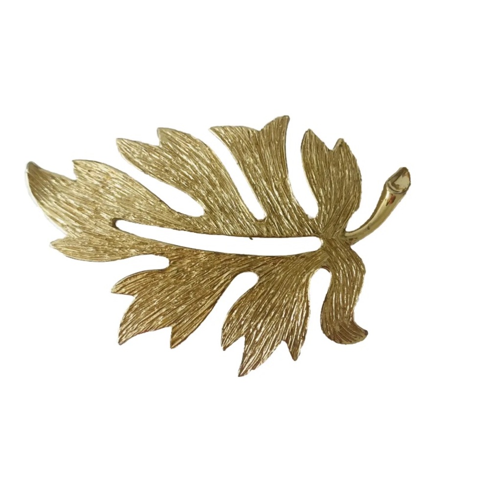 Vintage Emmons Gold Tone Leaf Brooch Signed
